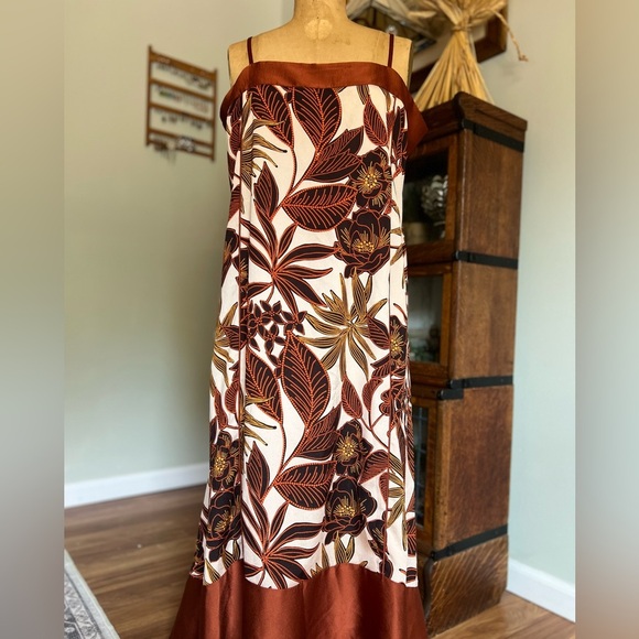 DKNY slip dress size large fall foliage print - Picture 1 of 7